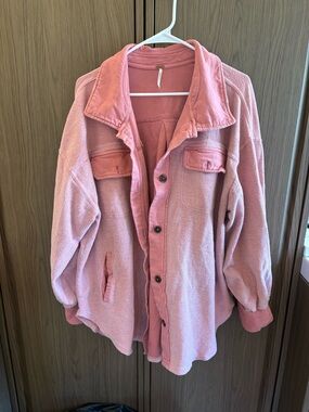 Free People Pink Cozy Button-Front Jacket